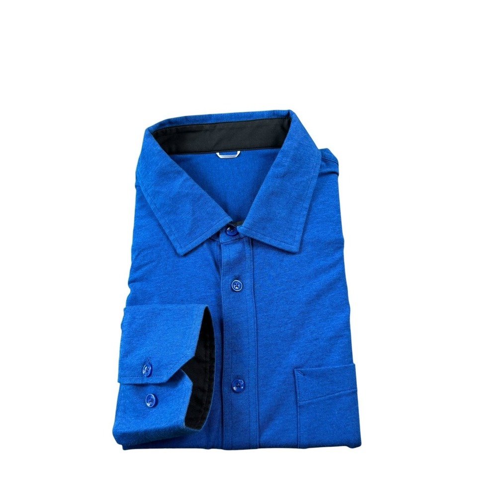 Kit + Ace Blue Soft Stretch Performance Men's L/S Button Front Size Large